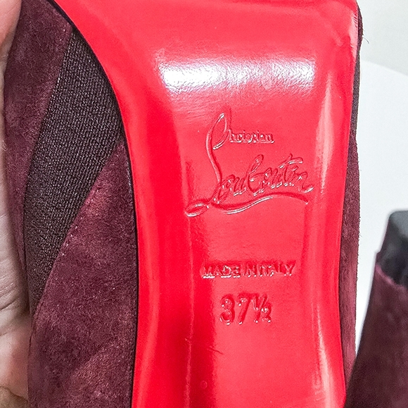 Christian Louboutin Chelsea Chick cherry suede ankle boots size 37.5 - Picture 9 of 11